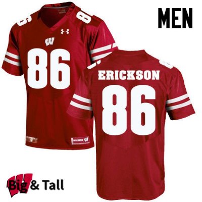 Men's Wisconsin Badgers NCAA #86 Alex Erickson Red Authentic Under Armour Big & Tall Stitched College Football Jersey RT31C05UO